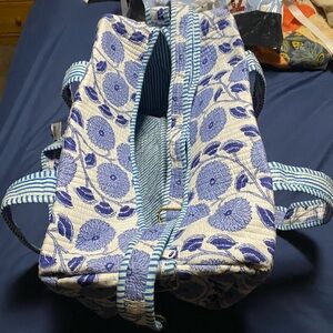 Floral Blue and White Duffle Weekender Bag